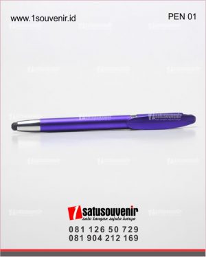 Souvenir Perusahaan Pen Touch Screen Ungu